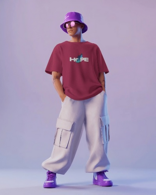 HOPE Oversized Tee – Burgundy Street Edition